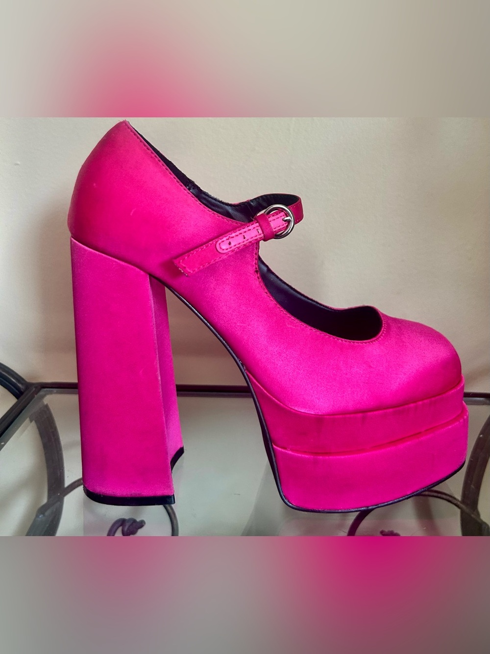 Call It Spring Hot Pink Platform Mary Jane Heels